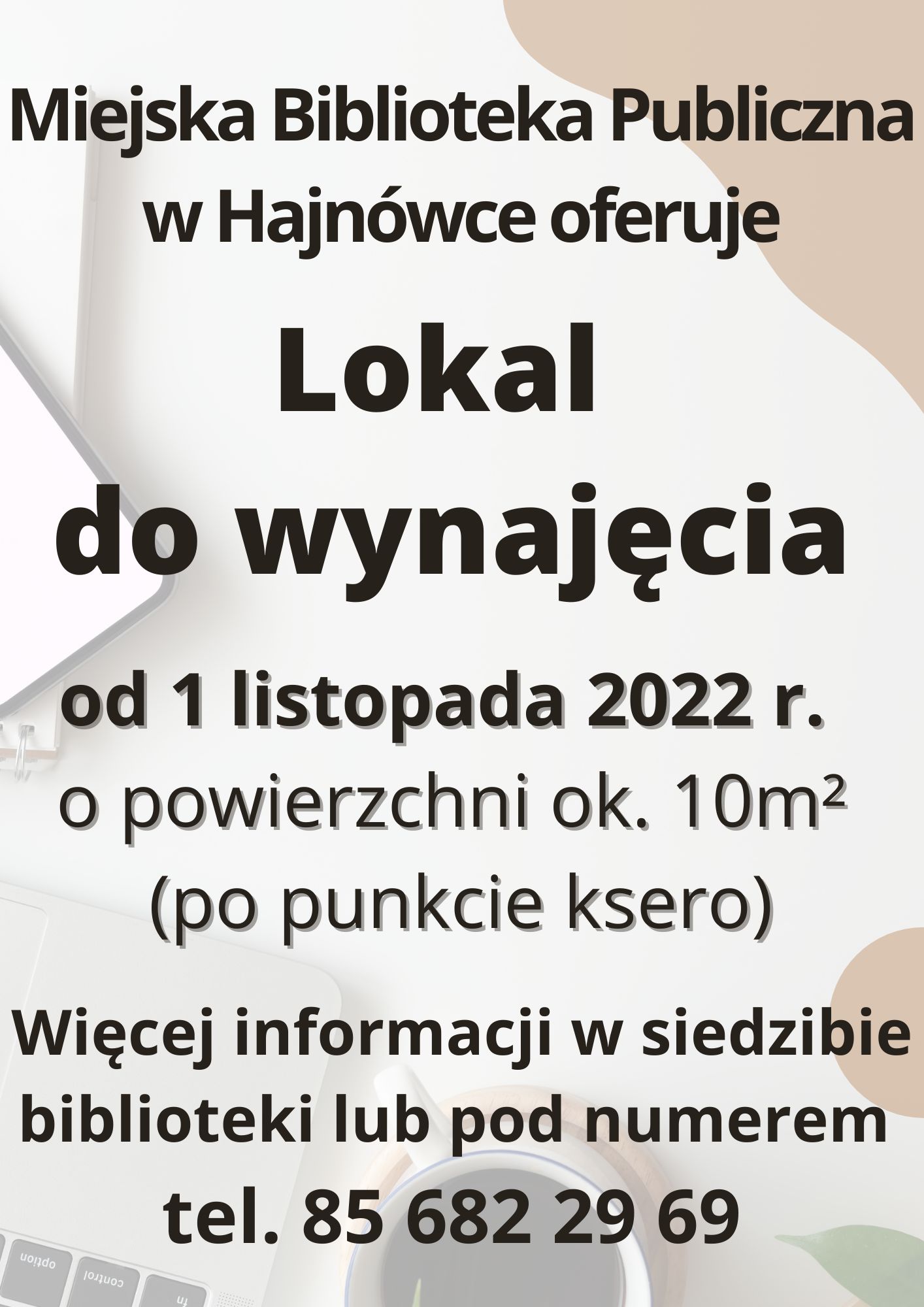 plakat z informacjją o wynajęciu lakoalu