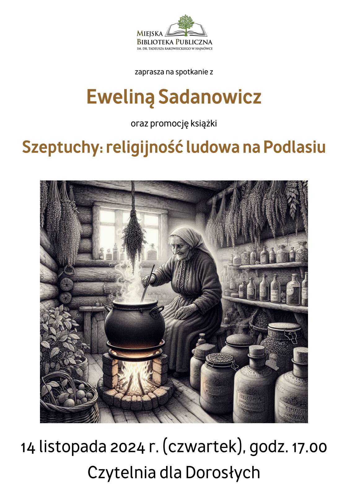 plakat zapraszający na wydarzenie informacje o wydarzeniu, logo organizatora, grafika tematyczna