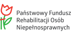 Po lekwej stronie kwiatek, po prawej napis: Państwowy Fundusz Rehabilitacji Osób Niepełnosprawnych