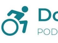 logo projektu; od lewej grafika przedstawiająca osobę poruszającą się na wózku, po prawej napis Dostępne Podlaskie