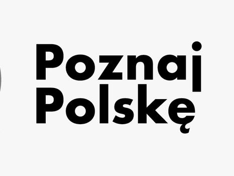 lupa w okręgu oraz napis Poznaj Polskę