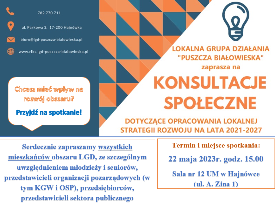 loga organizatorów oraz informacje o konsultacjach