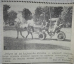 Zdjęcie wycinka ze starej gazety. Na nim fotografia konia i wozu, pod spodem tekst.