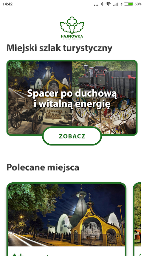 zrzut ekranu z telefonu pierwszej strony aplikacji 