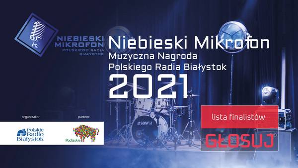 niebieski plakat i czerwony napis GŁOSUJ