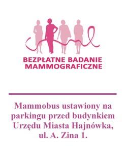 Baner mammobus Różowy baner zapraszający na badanie w mammobusie