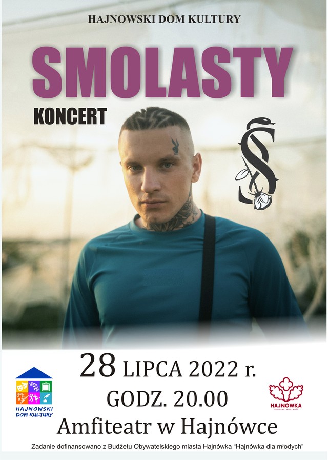 Plakat zapraszajacy na koncert Portrer mężczyzny oraz loga organizatora i informacje o wydarzeniu