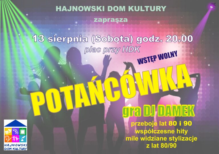 Fragment plakatu Grafika tańczących osób oraz logo organizatora i informacje o wydarzeniu