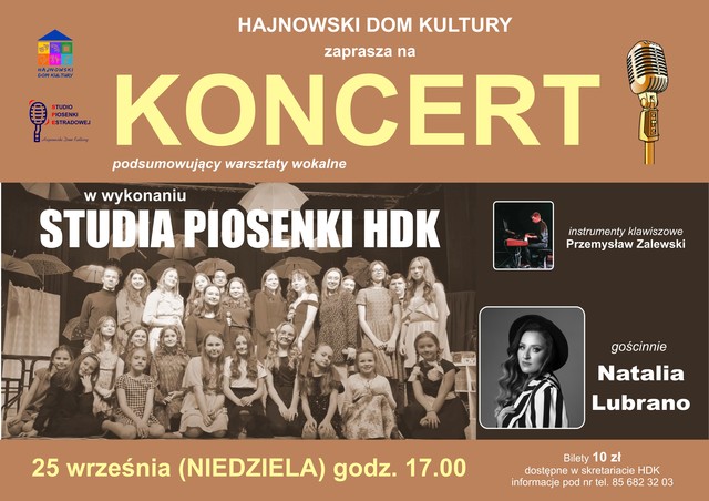 Plakat zapraszający na wydarzenie Zdjęcie wokalistek, logo orgnizatorów oraz informacje o wydarzeniu