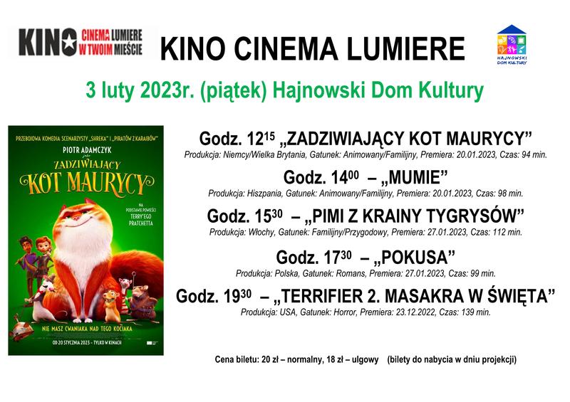 Plakat zapraszający na wydarzenie plakat z filmu i informacje o wydarzeniu