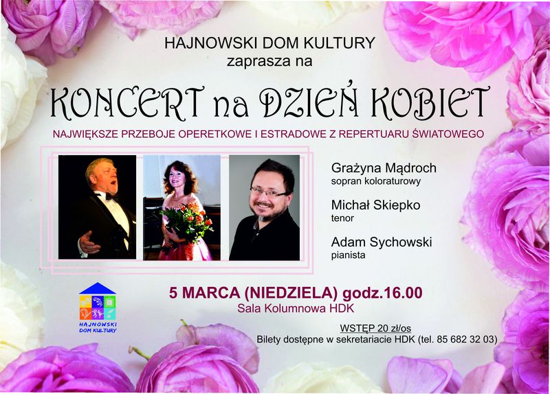 plakat zapraszający na wydarzenie zdjęcia portretowe dwóch mężczyzn i kobiety