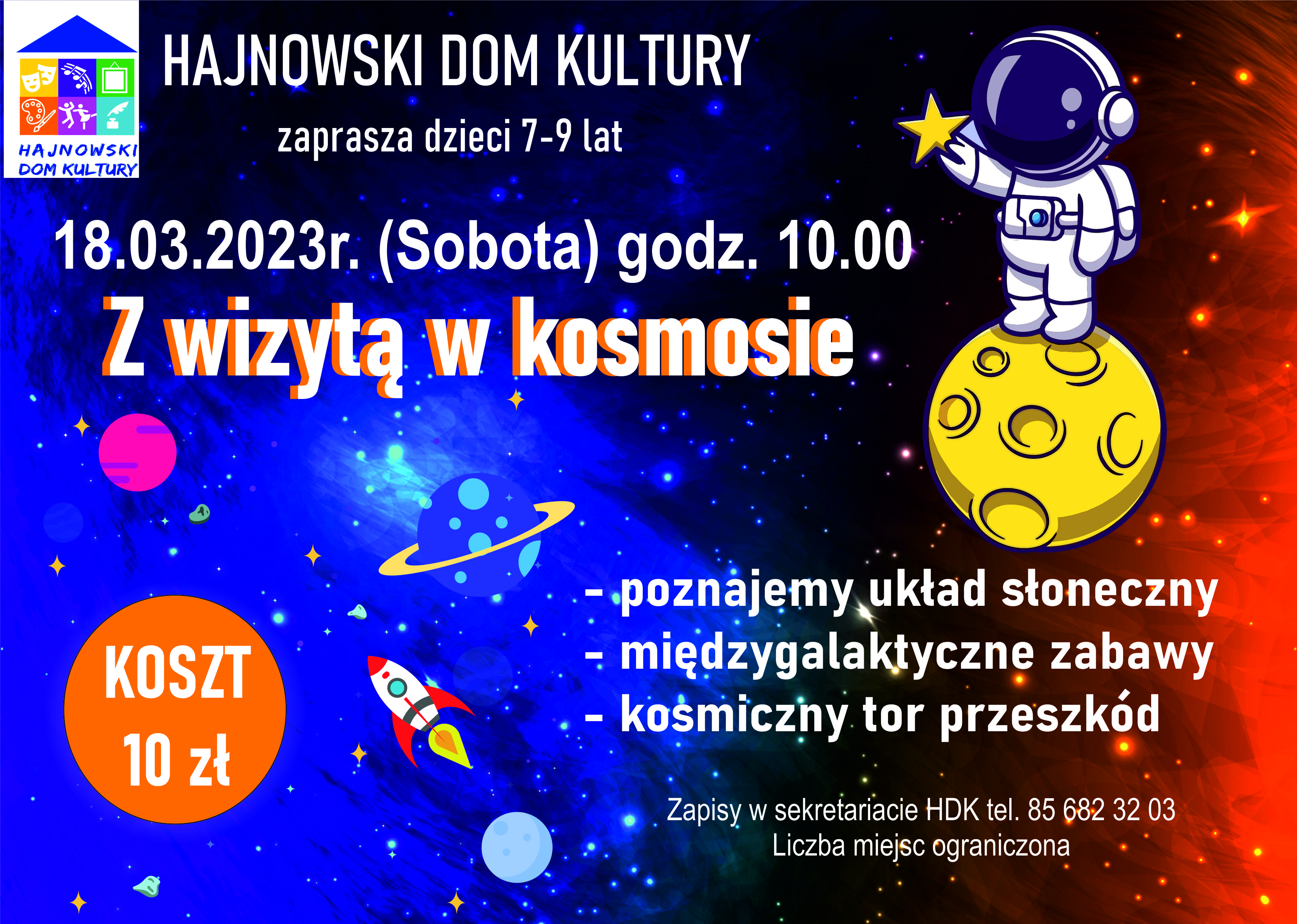 Plakat zapraszający na wydarzenie grafika kosmosu