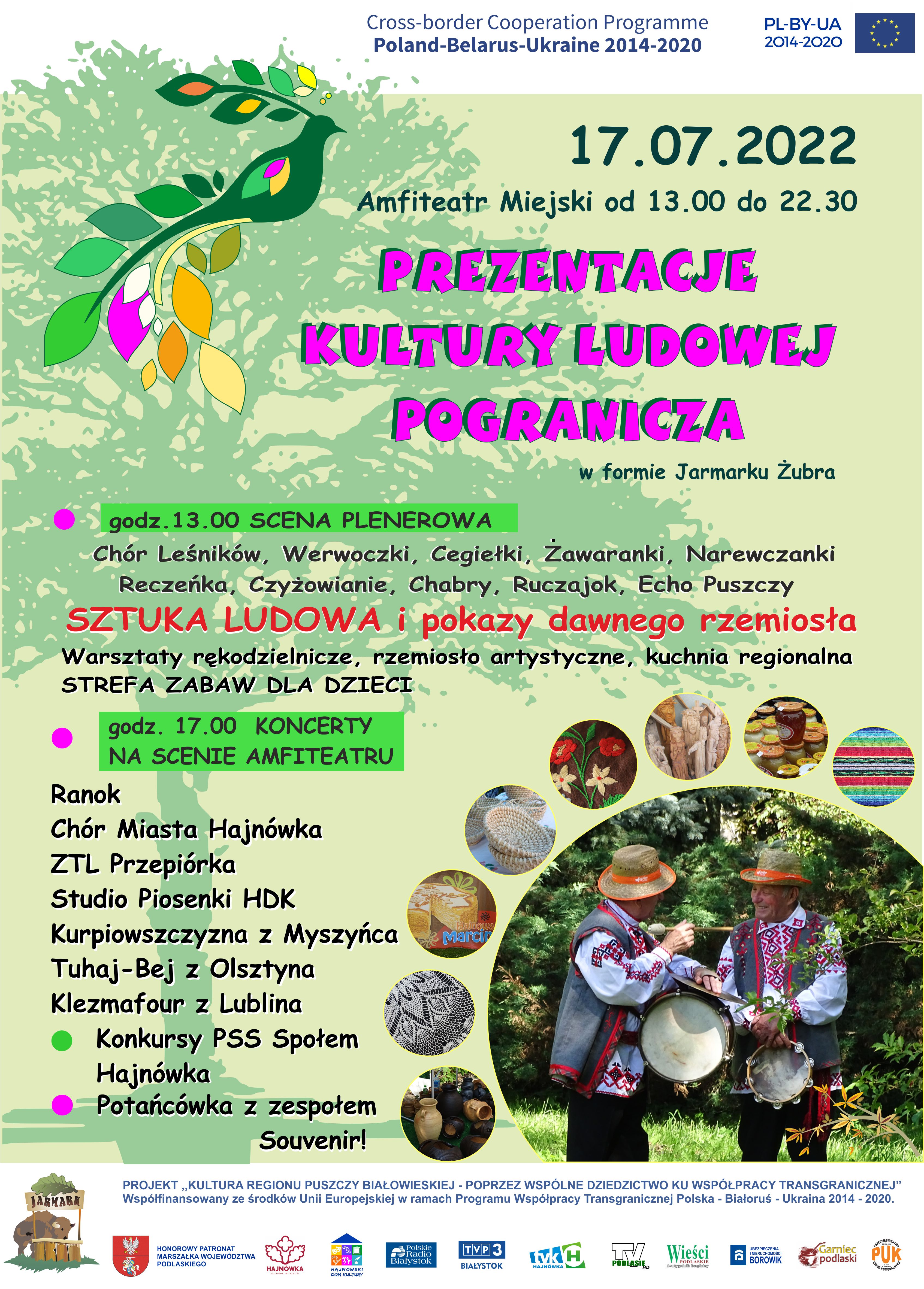 plakat wydarzenia; tło jest w różnych odcieniach zieleni, na nim informacje dotyczące wydarzenia