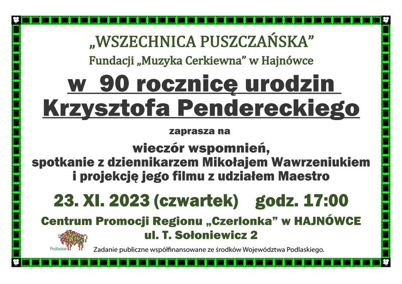 plakat zapraszający na wydarzenie informacja o wydarzeniu oraz logo wpółfinansowania