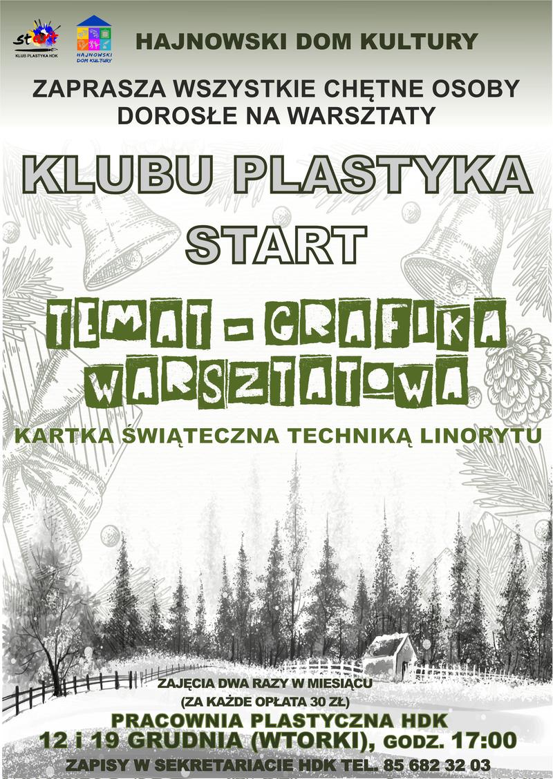 plakat zapraszający na wydarzenie grafika linorytu oraz informacje o wydarzeniu