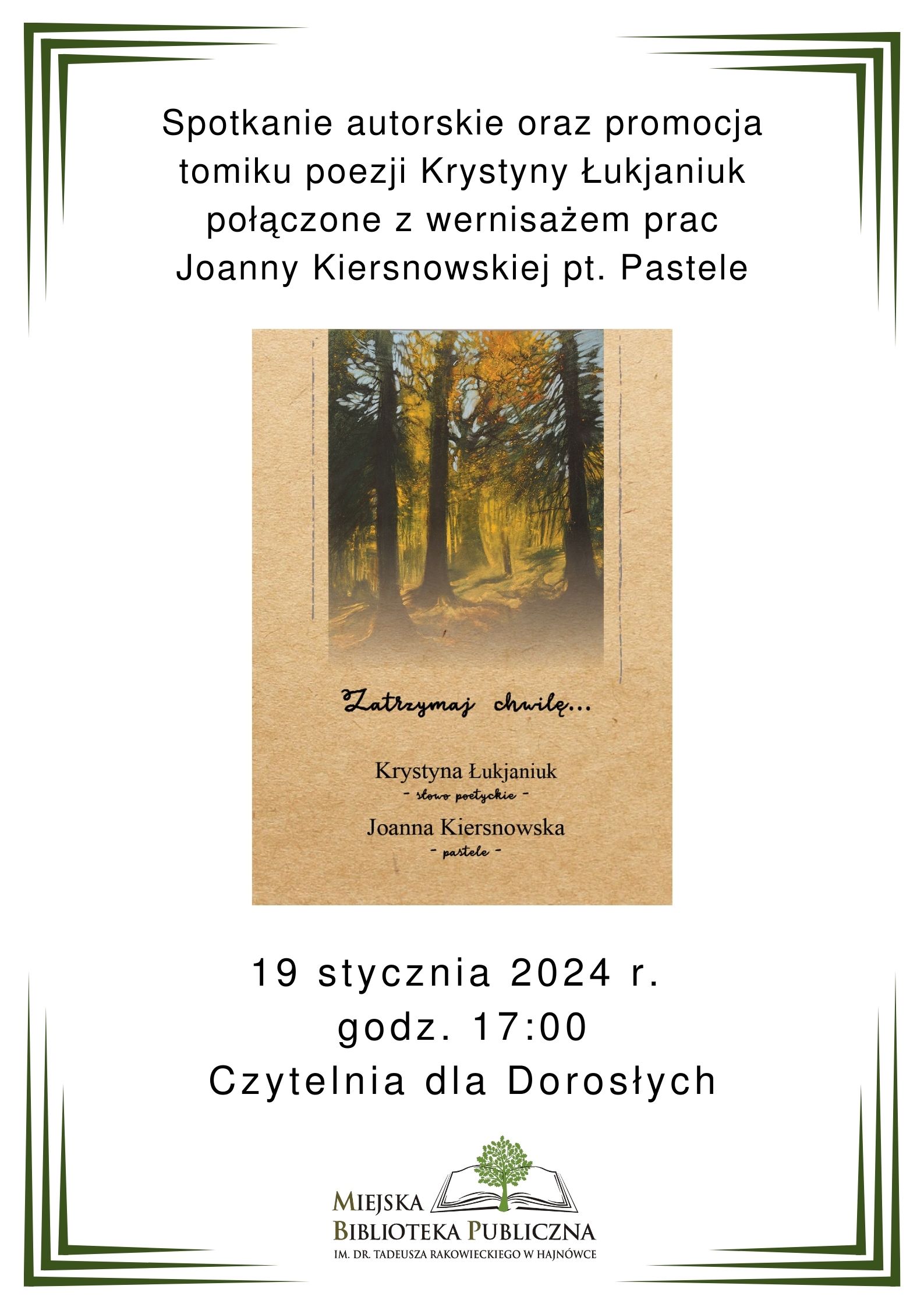 plakat zapraszający na wydarzenie okładka książki