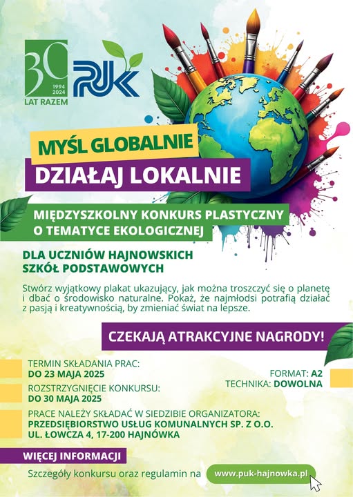 informacje o wydarzeniu, logo organizatora, grafika tematyczna