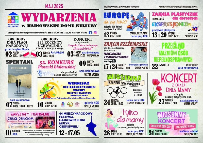 informacje o wydarzeniu, logo organizatora, grafika tematyczna