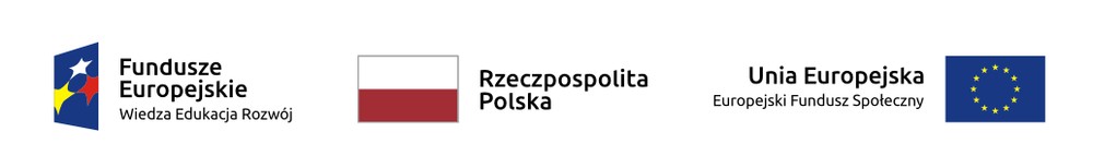 loga projektu: FUNDUSZE EUROPEJSKIE Wiedza Edukacja Rozwój,  RZECZPOSPOLITA POLSKA, UNIA EUROPEJSKA Europejski Fundusz Społeczny 