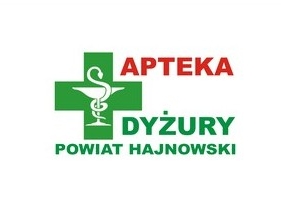 Baner z napisami APTEKA - DYŻURY - POWIAT HAJNOWSKI