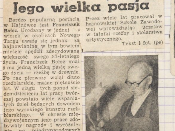 skan zdjęcia z artykułu prasowego; starszy mężczyzna w fartuchu i okularach