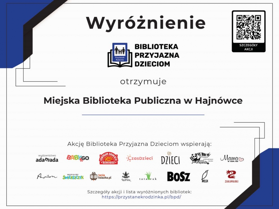 Dyplom z logami i podpisami organizatorów