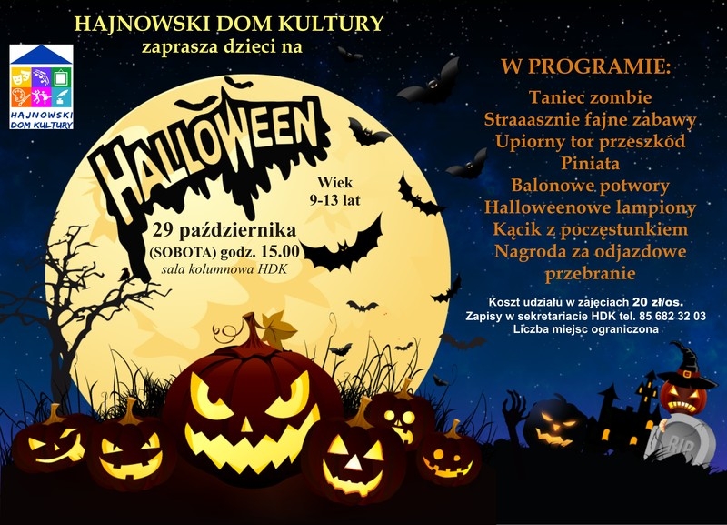 Ciemny plakat w tonacji halloween w centrum leżą dynie z wyciętymi oczami