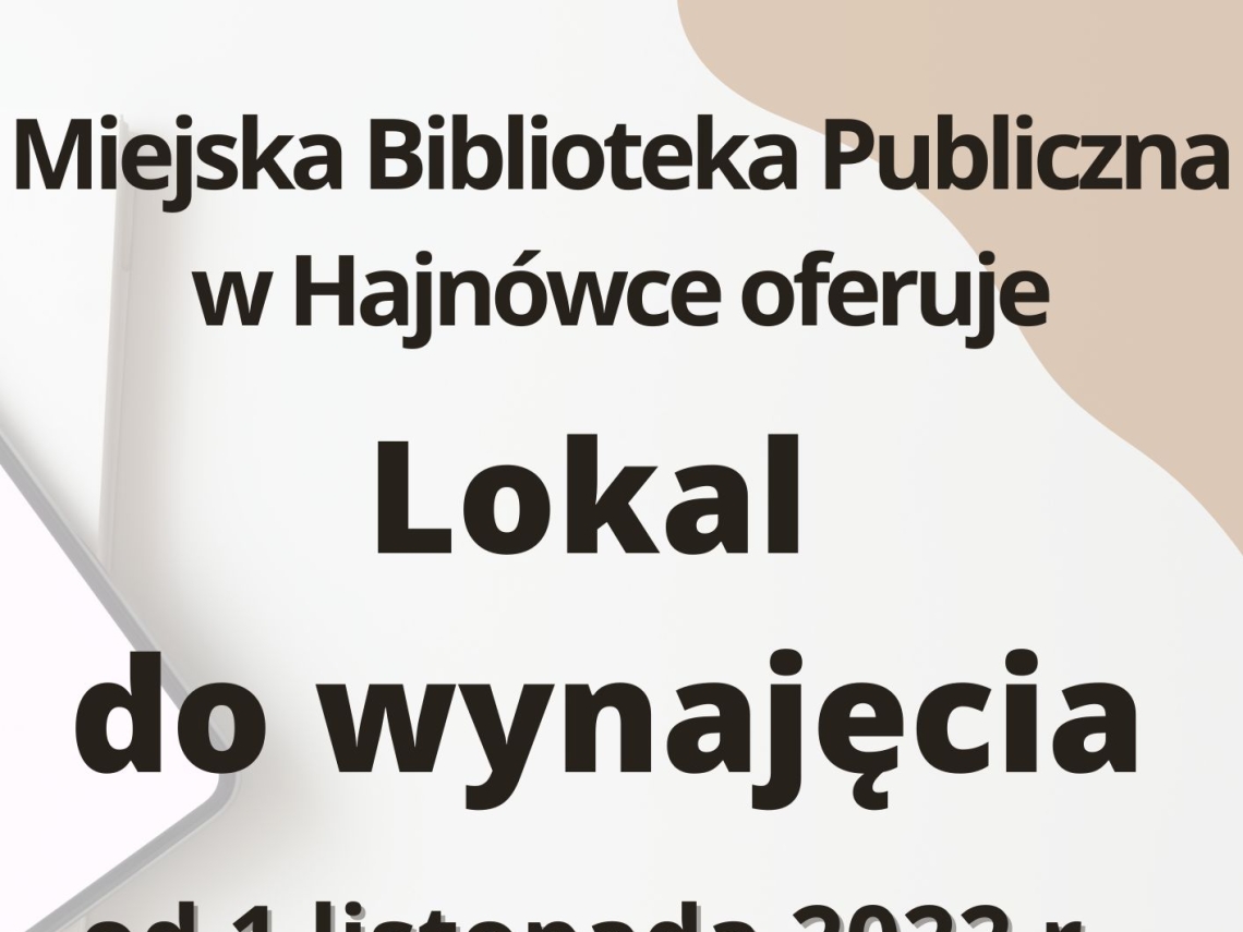 plakat z informacjją o wynajęciu lakoalu