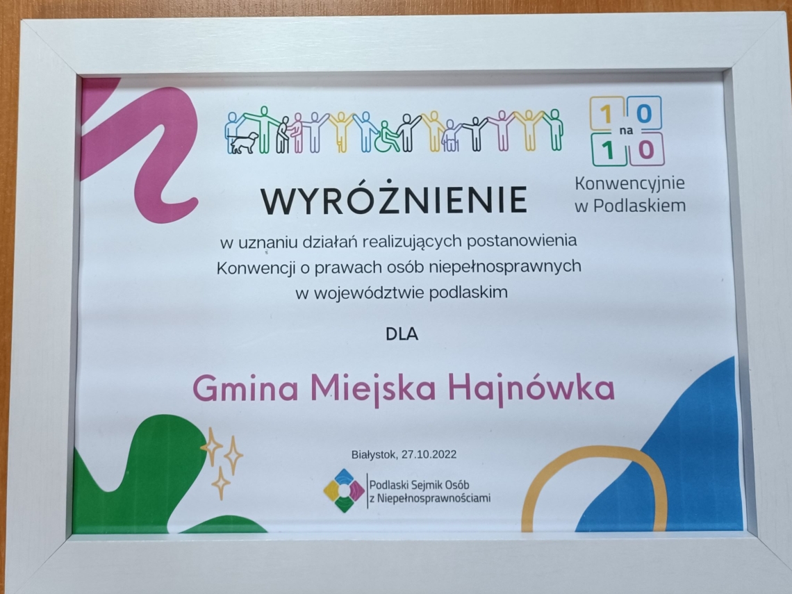 zdjęcie wyróżnienia oprawionego w białą ramkę