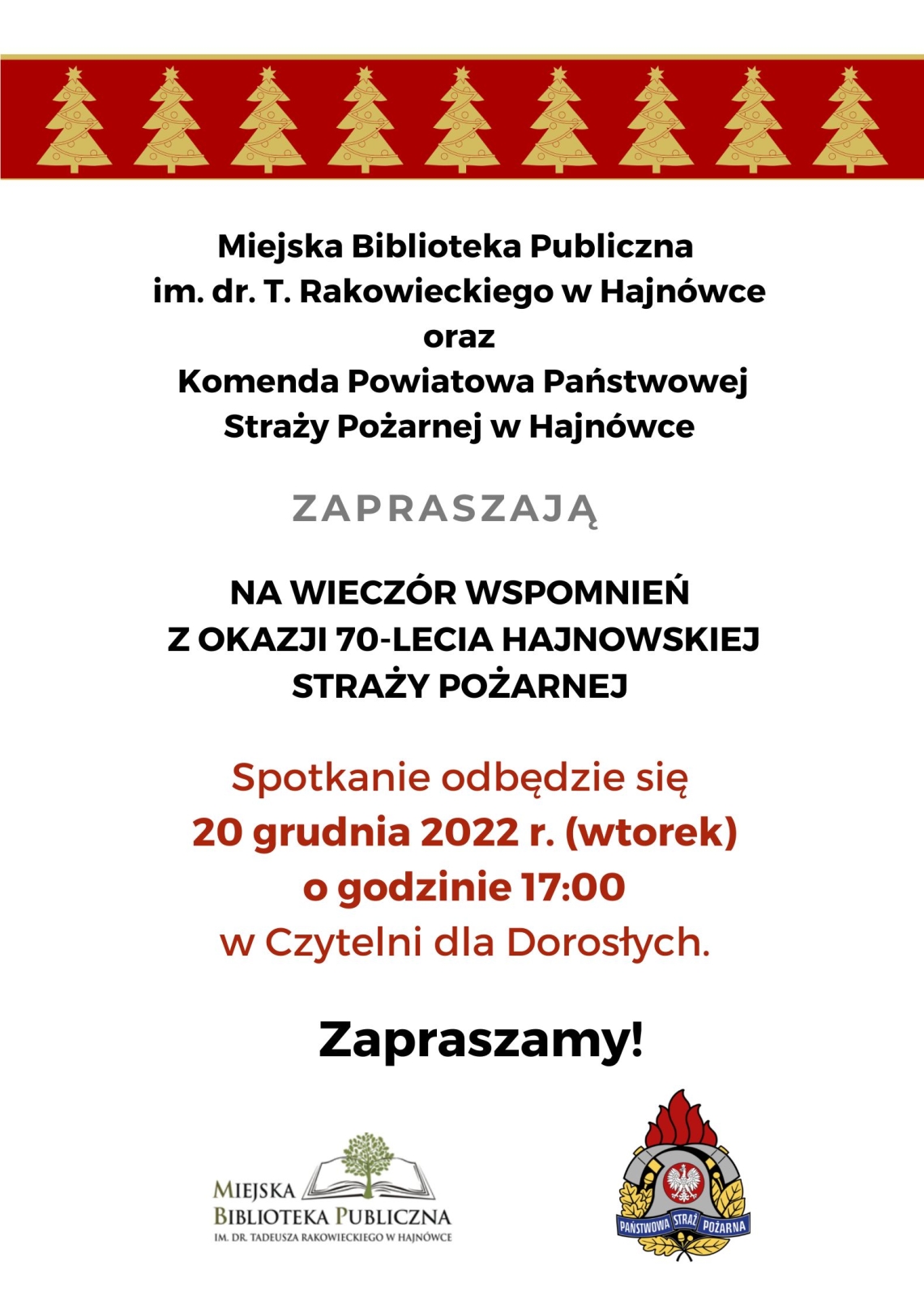 loga straży pożarnej oraz informacje o wydarzeniu