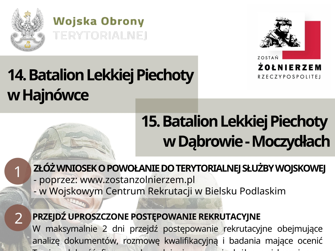 plakat zawierający informacje o wstąpieniu do lekkiej piechoty