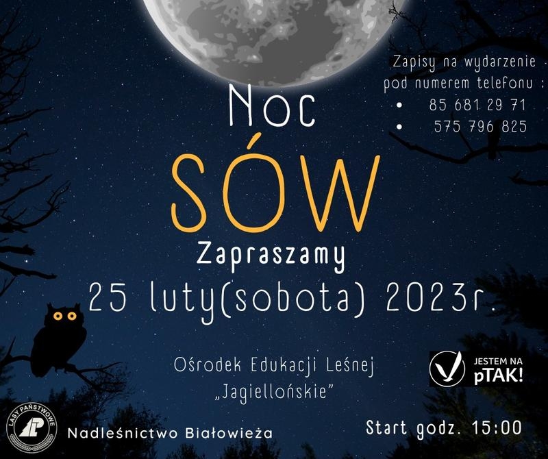 granatowy plakat z księżycem, logo organizatorów oraz informacje o wydarzeniu