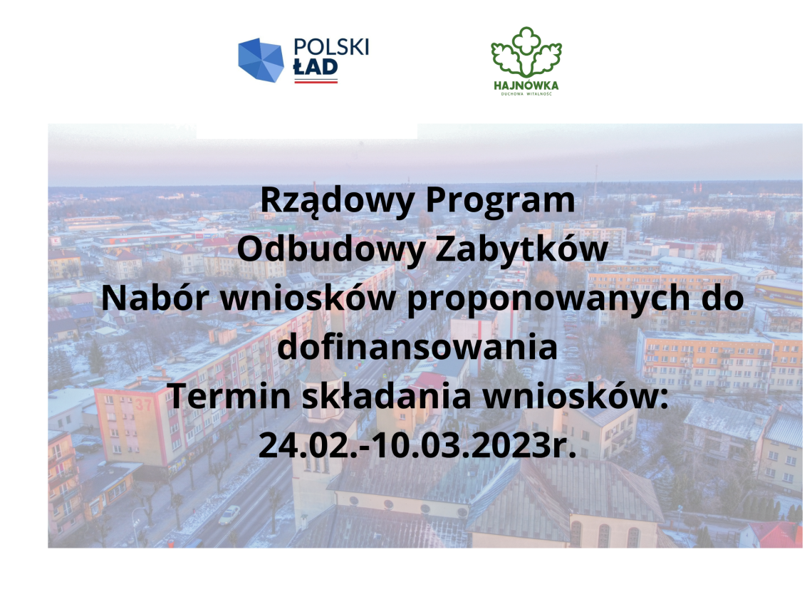 plakat z informacją o naborze, w tle zdjęcie miasta z lotu ptaka
