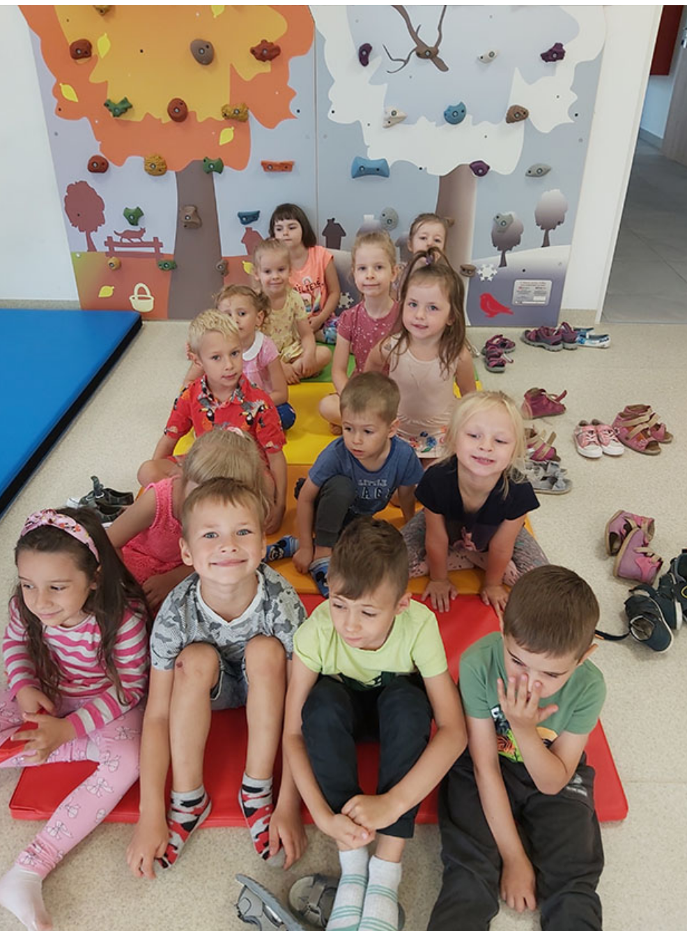 dzieci pry drzewach ze wspinaczką