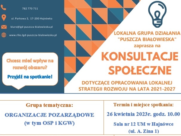 loga organizatorów oraz informacje o konsultacjach