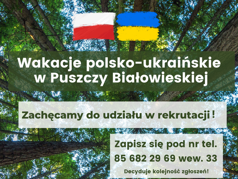 zdjecie lasu, grafika flagi Polski i Ukrainy oraz loga i informacje o wydarzeniu
