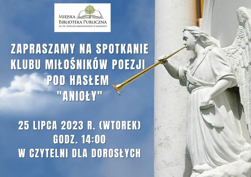 zdjęcie posągu anioła grającego na trąbce oraz logo organizatora i informacje o wydarzeniu