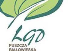 logotyp; zielony listek, pod nim napis LGD Puszcza Białowieska