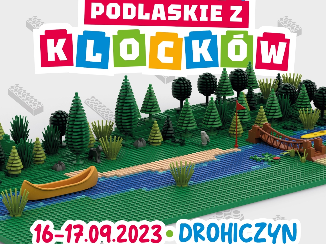 zdjecie pubowli z klocków oraz informacje o wydarzeniu i loga organizatorów