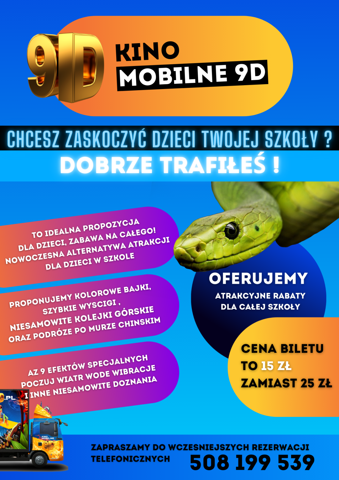 kolorowy plakat z ofertą dla szkół