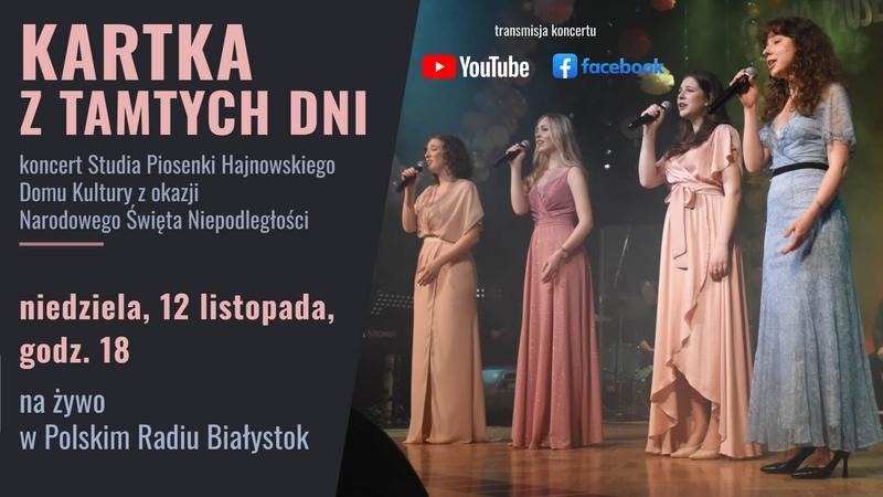 na zdjęciu cztery wokalistki w długich sukniach, oraz informacje o wydarzeniu