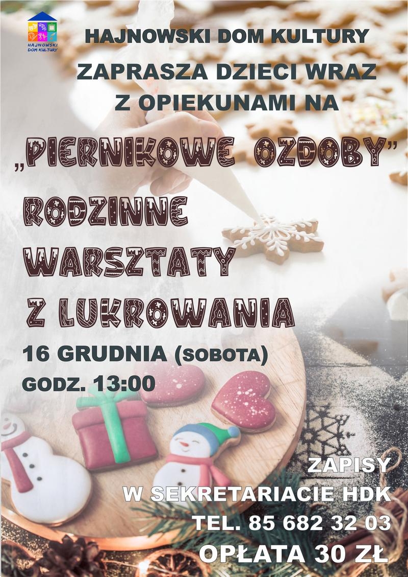 grafika pierników oraz informacje o wydarzeniu i logo organizatora
