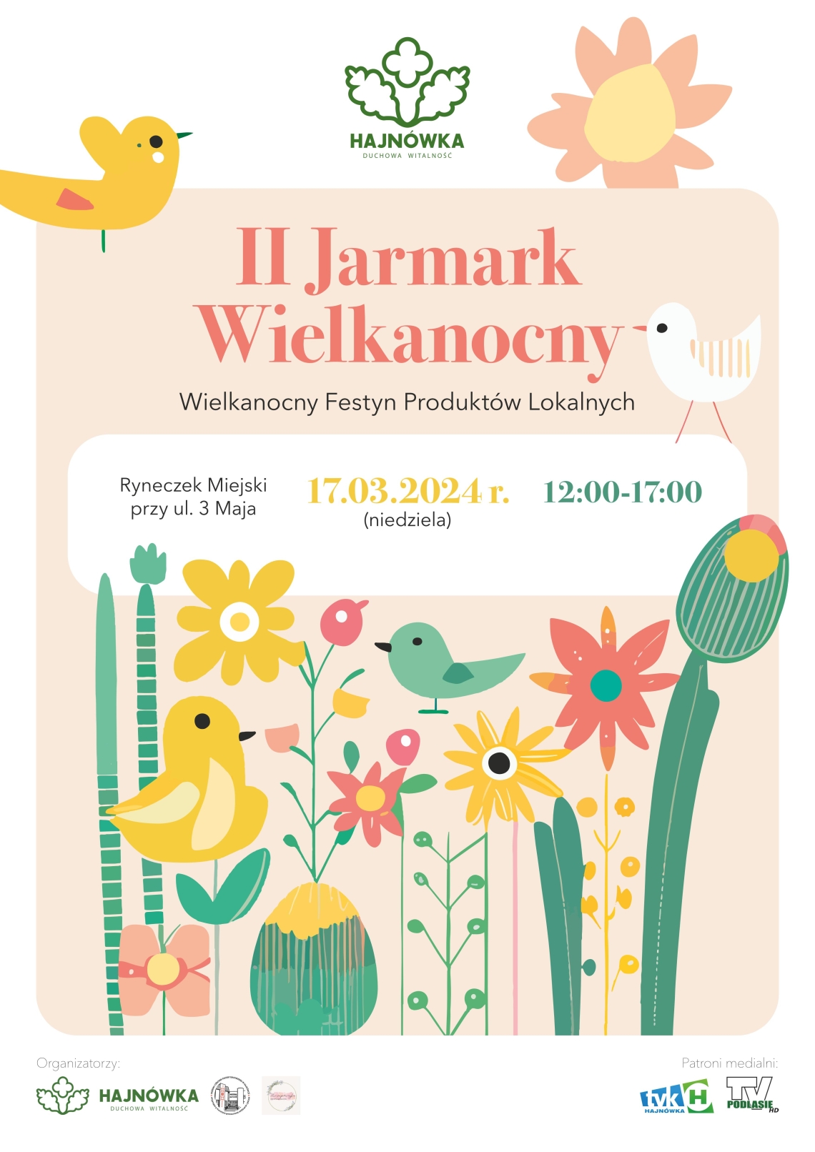barwny plakat w nurcie wiosennym zapowiadający wydarzenie