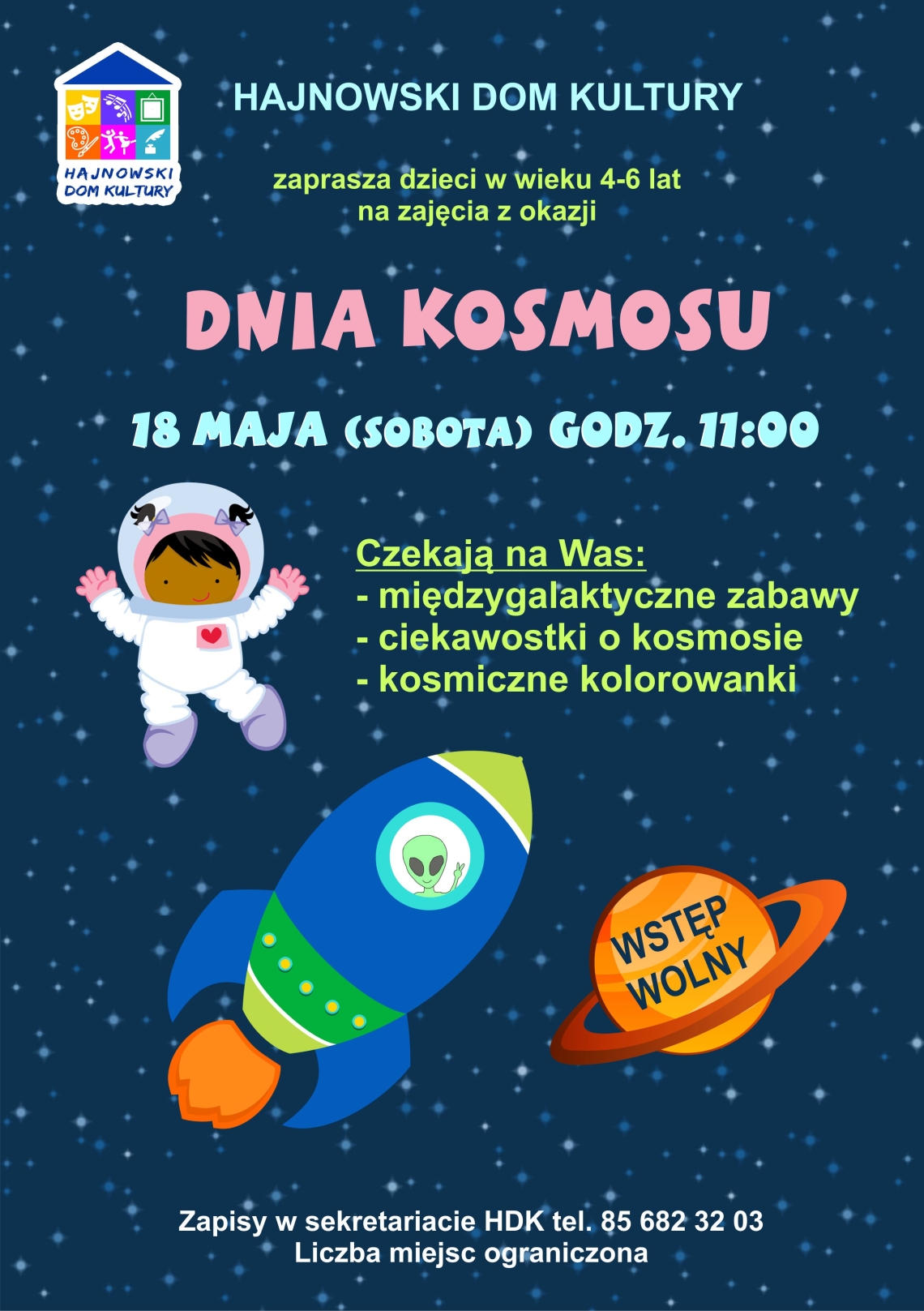 informacje o wydarzeniu, logo organizatora, grafika tematyczna