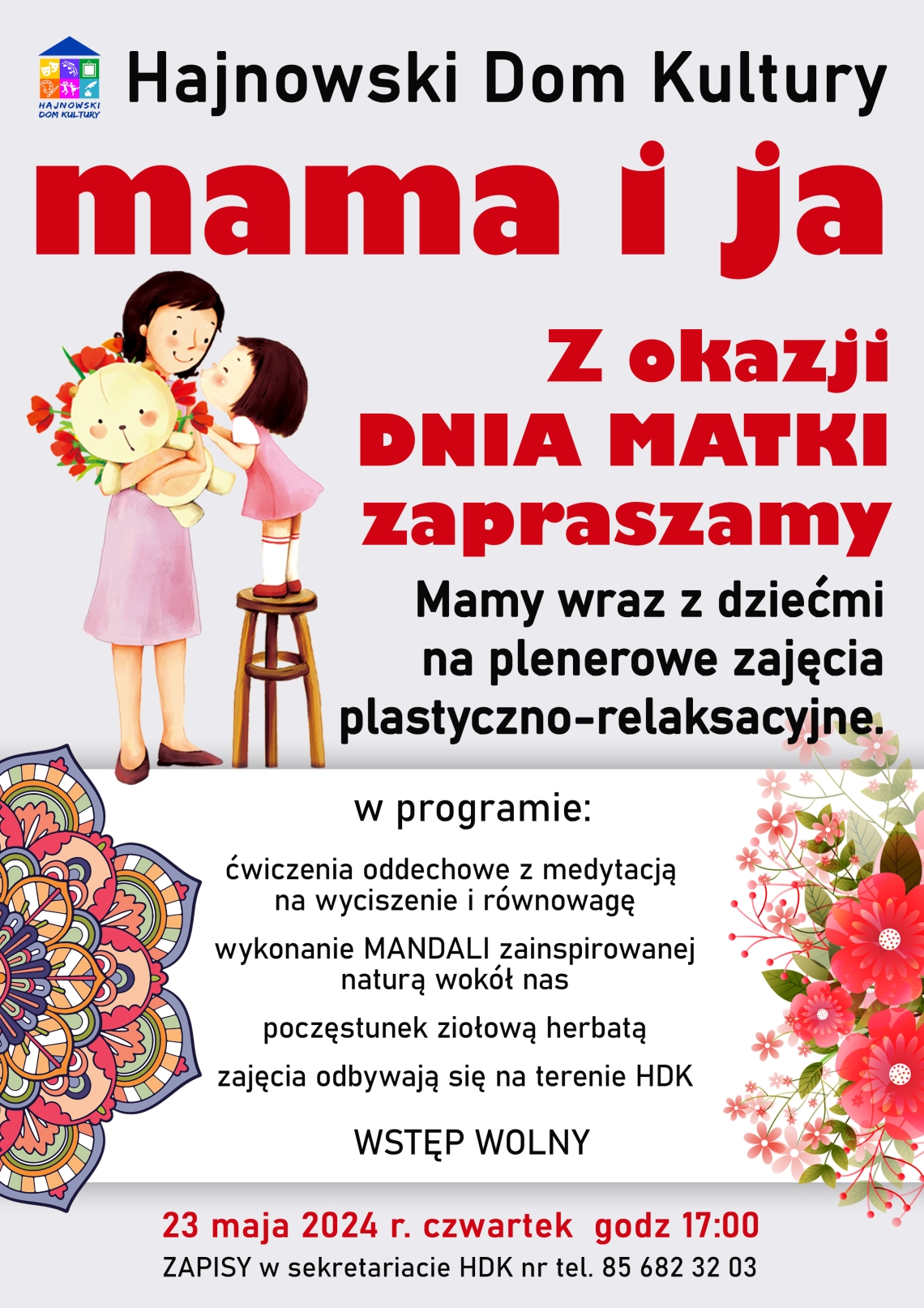 informacje o wydarzeniu, logo organizatora, grafika tematyczna