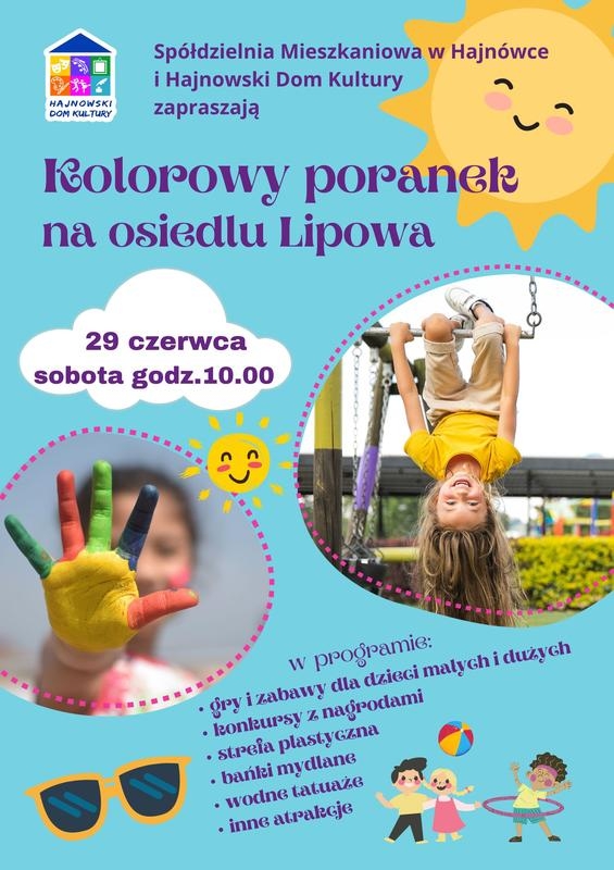informacje o wydarzeniu, logo organizatora, grafika tematyczna