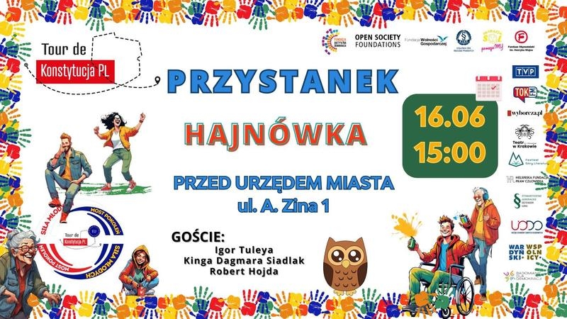 informacje o wydarzeniu, logo organizatora, grafika tematyczna