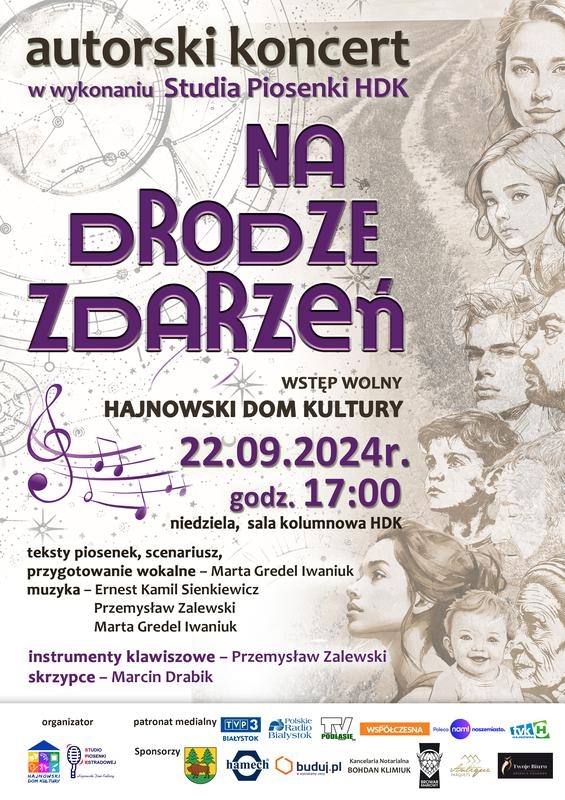 informacje o wydarzeniu, logo organizatora, grafika tematyczna