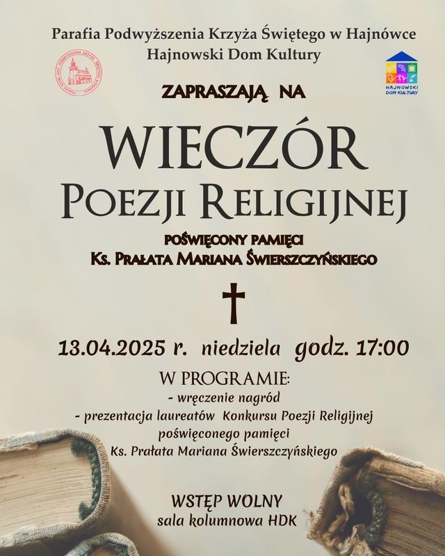 informacje o wydarzeniu, logo organizatora, grafika tematyczna