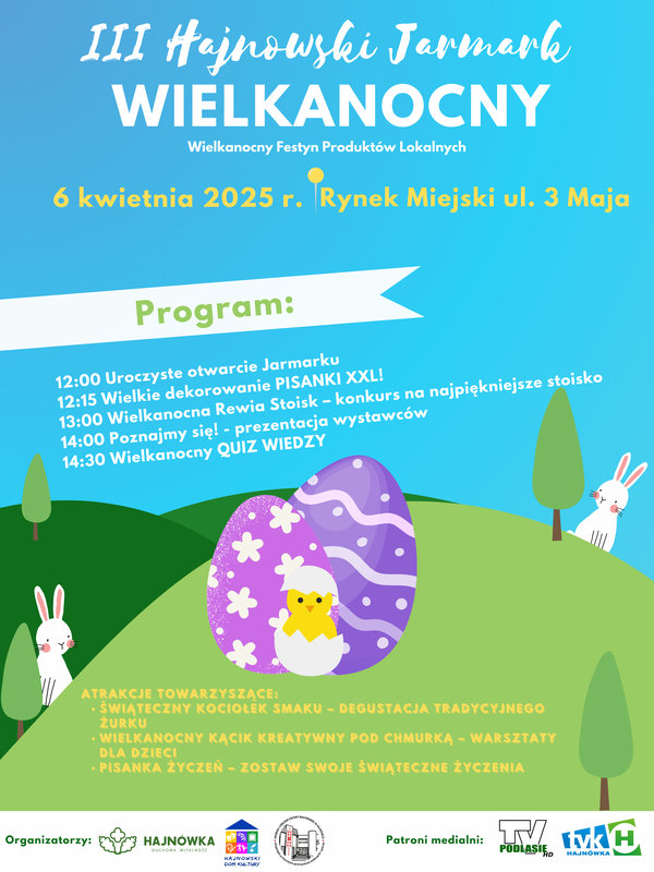 informacje o wydarzeniu, logo organizatora, grafika tematyczna